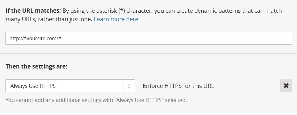cloudflare page rule setting