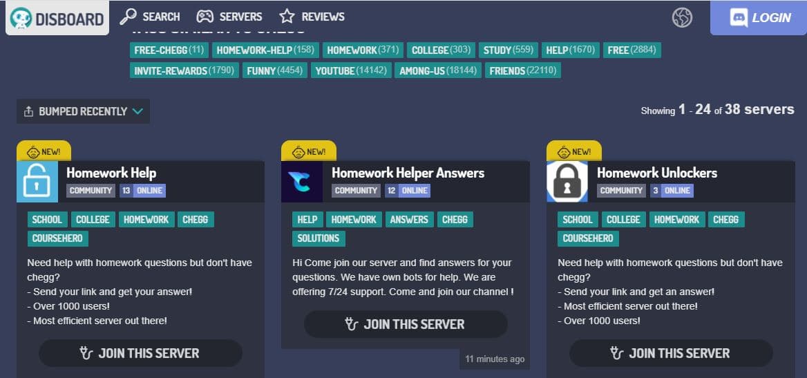 Chegg Discord Servers