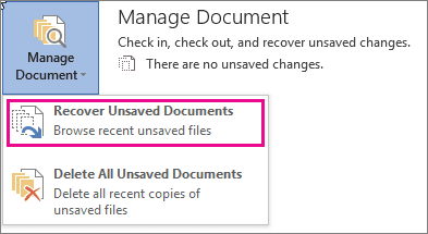 Restore Word Document from Word Files' Previous Version