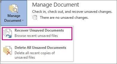 Restore Word Document from Word Files' Previous Version