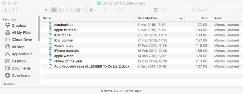recover word document unsaved word for mac 2011