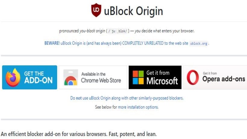 ublock origin addon
