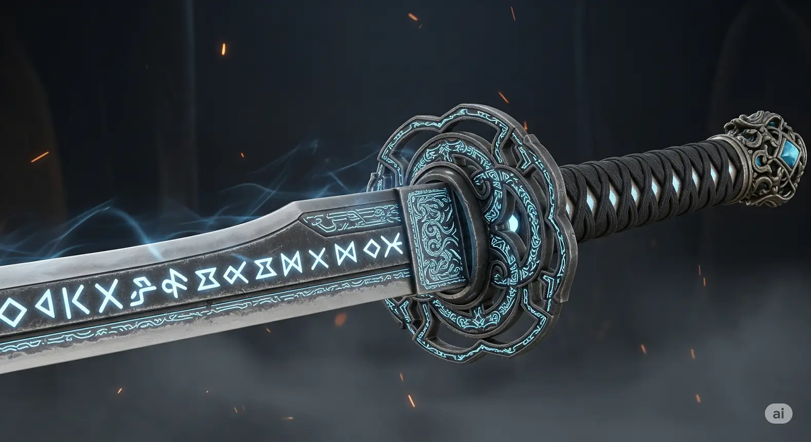 A screenshot of the legendary Katana of the Ancients, one of the many weapons unlocked in the mod APK